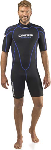 Cressi Tortuga Man Wetsuit 2.5Mm - Muta Shorty In Neoprene High Stretch Con Cerniera Posteriore Per Uomo, Nero/Blu, Xs