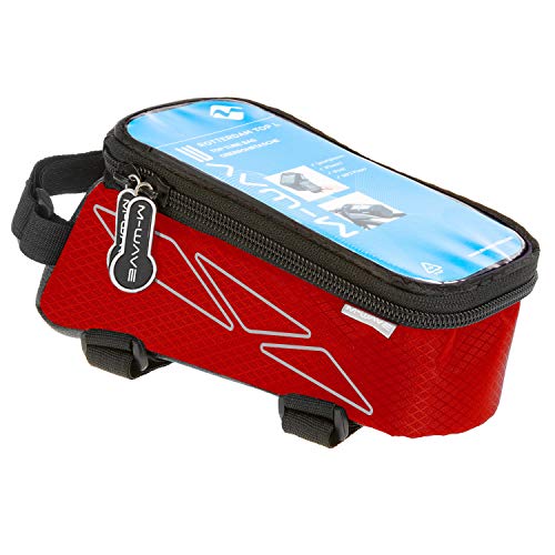 M-Wave Top Tube Bag For Smartphone, Red, Fixing With 3 Velcros