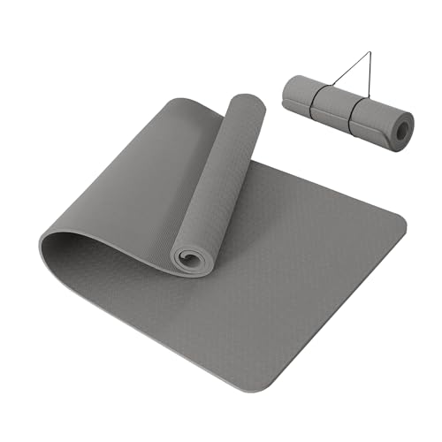 Good Nite Tappetino Da Yoga Spesso 10 Mm, In Tpe, Per Donne E Uomini, Antiscivolo, Per Palestra E Pilates, 183 X 61 X 1 Cm, Colore Grigio