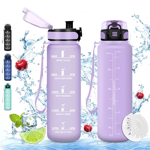 Vikaster Borraccia Motivazionale, Borraccia 0.5L, Borraccia Sport, Senza Bpa & Prova Di Perdite, Borracce Per Bambini, Adulto, Bici, Scuola, Ufficio,