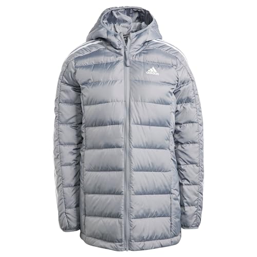Adidas Donna Essentials 3-Stripes Light Down Hooded Parka, Grey, S