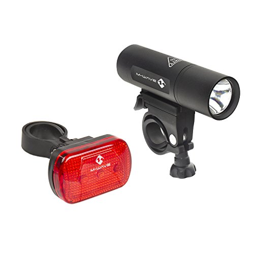 M-Wave Set, Front: 3 Watt Led Batterylamp No. 220887 + Rear Rearlight, Red, 3 Led No. 221040, W/Batteries, W/O Approval No., Am