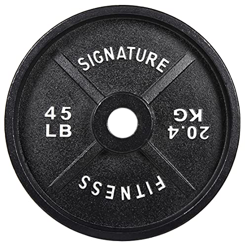 Signature Fitness Deep Dish - Dischi Olimpici In Ghisa Con Rivestimento E, 5,1 Cm, Colore: Nero