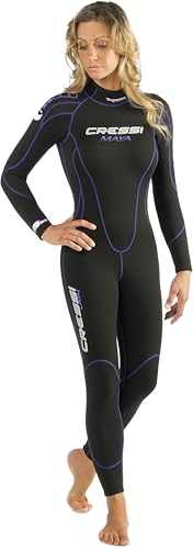 Cressi Maya Lady Monopiece Wetsuit 2.5 Mm - Muta Monopezzo Senza Cappuccio In Neoprene Ultrastretch Per Donna, Nero/Lilla, 2Xl