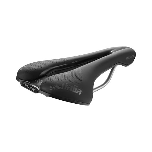 Selle Italia Flite Boost Gravel Ti 316 Superflow - Sella Bici Gravel, Foro Anatomico, Imbottitura Leggera, Ammortizzatori - Taglia S3, Nero