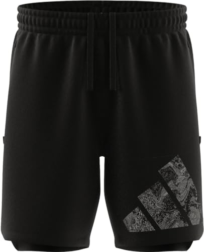 Adidas Pantaloncini Corti Da Uomo In Maglia, Con Logo, Xl7 Nero/Bianco