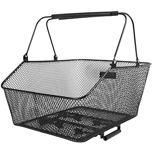 M-Wave Ba-Rm Clamp Bicicletta Cestino In Filo Metallico. Unisex-Adulti, Nero, Circa 45,5X29,5X21/13 Cm (Bxlxh)