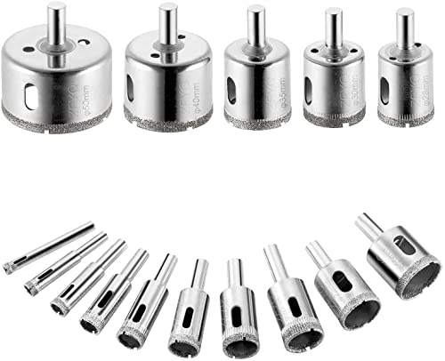 Sega A Tazza Diamantate Set Di 15 Frese A Tazza Diamantate Professionale Rivestimento Di Diamante, Acciaio Al Carbonio Per Forare Le Piastrelle, Vetro