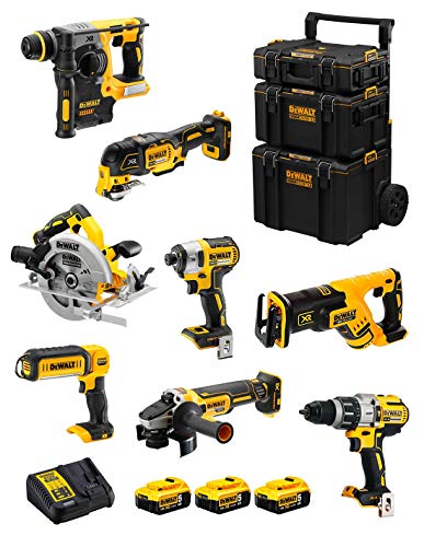 Dewalt Kit Dwk803 (Dcd996 + Dch273 + Dcg405 + Dcf887 + Dcs355 + Dcs367 + Dcs570 + Dcl050 + 3 Batterie 5,0 Ah + Caricabatterie + Caddy 3En1)