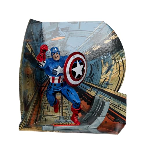 Mcfarlane Toys - Marvel Capitan America 1:10 Scala Da Collezione Con Scena (Capitan America #100)