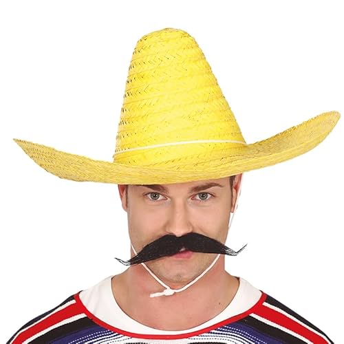 Cappello Messicano Sombrero Adulto 50 Cm - Colori Assortiti (Giallo)