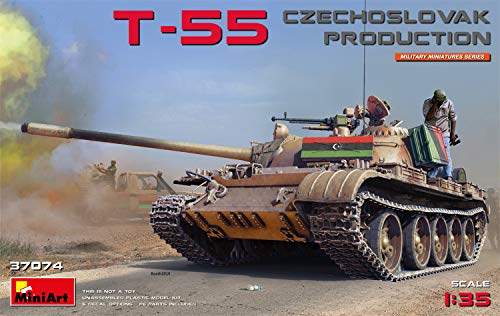 Miniart, Ma37074 Modellino Veicolo Da Guerra In Plastica Da Montare, T-55 Czechoslovak Production, Scala 1:35
