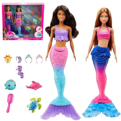 Barbie-Dreamtopia Ocean Adventure, Coppia Di Bambole Sirena Con Accessori E Animaletti-Mattel-Eta 3+