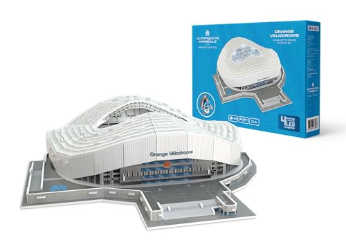 Megableu- National Soccer Club Pallone Da Calcio Puzzle-Stade 3D Orange Velodrome (Olympique De Marseille) Con Led, Colore Arancione, 678266