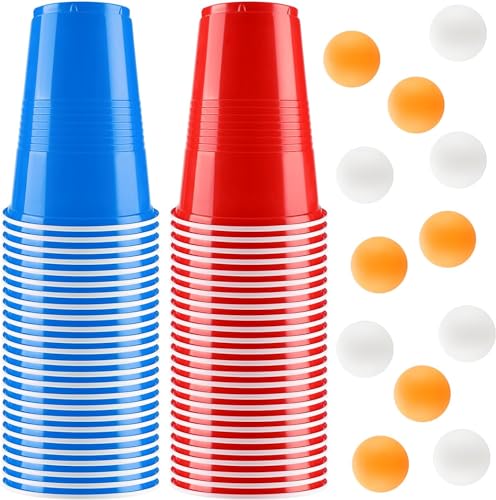 Rubessia Beer Pong, Bicchieri Beer Pong E 12 Palline Da Ping Pong, Giochi Alcolici, 500Ml Bicchiere Di Plastica, Party Cups Gioco Alcolico Per Adulti 