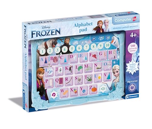 Clementoni Disney Frozen Alphabet Pad - Gioco Educativo 4 Anni, Computer Kid, Regalo Elettronico Parlante Italiano, Computer Bambini, Laptop Per Impar