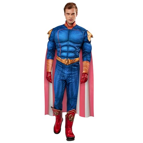 Rubies Costume Homelander Deluxe Per Uomo, Con Petto Muscoloso Stampato Digitalmente, Mantello E Guanti, Ufficiale The Boys Per Carnevale, Halloween,