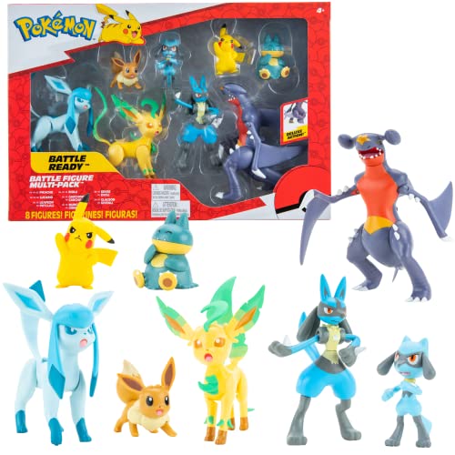 Pokemon Personaggi Set 8Pack 5-11 Cm – Pokemon Giochi Nuovo 2023 – Garchomp, Pikachu, Eevee, Lucario, Riolu, Munchlax, Glaceon & Leafeon -Figurine Pok