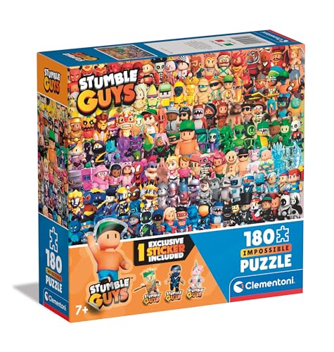 Clementoni Impossible 180 Pezzi Bambini 7 Anni, Puzzle Personaggi Stumble Guys Videogioco, Gaming, Made In Italy, 29321, Multicolore