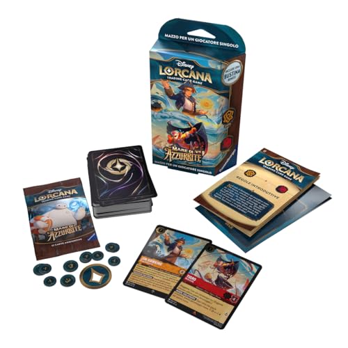 Ravensburger - Disney Lorcana Tcg: Mare Di Azzurrite, Starter Deck Ambra & Rubino 60 Carte, Carte Da Gioco Collezionabili, Gioco Adulti E Bambini, Edi