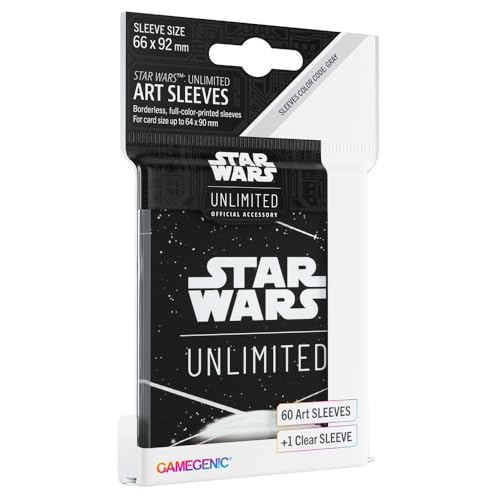 Asmodee White Officially Licensed Pack Of 60 Art Sleeves 1 Clear Sleeve, Optimized Size For Star Wars Unlimited Other Tcg And Lcg Games, Made By Gameg