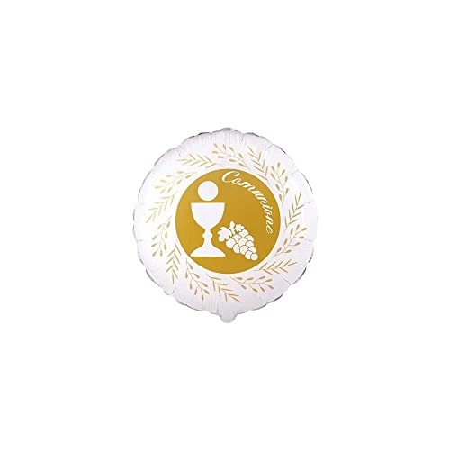 Palloncino Comunione Con Foglie Di Ulivo Oro 9Inc-22Cm, 1Pz.
