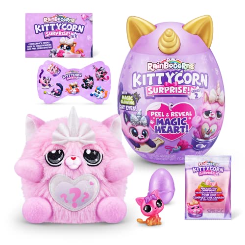 Rainbocorns Kittycorn Surprise Series 7, Chinchilla Cat - Collectible Plush - 10 Surprises To Unbox, Peel And Reveal Heart, Stickers, Ages 3+ (Chinchi
