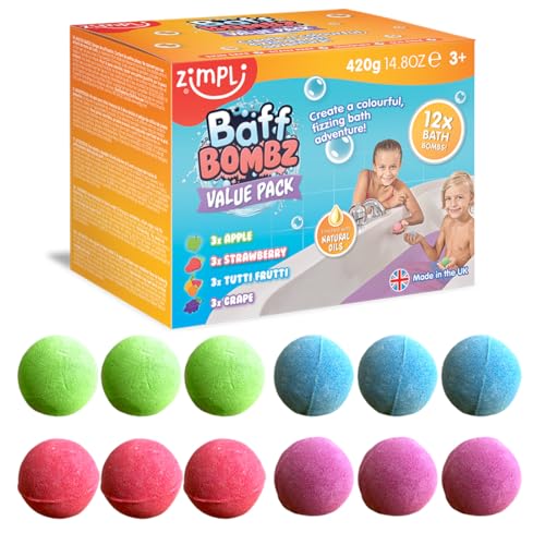 12 X Bombe Da Bagno Di Zimpli Kids, Set Regalo Di Bombe Da Bagno Spa Idratanti, Regalo Di Compleanno Per Bambini, Gioco Per Bomboniere Per Feste, Prem