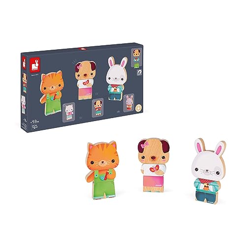 Janod - Funny Magnets Animali Domestici - Giocattolo Didattico Magnetico In Legno - Manipolazione E Destrezza - Da 18 Mesi, J08059