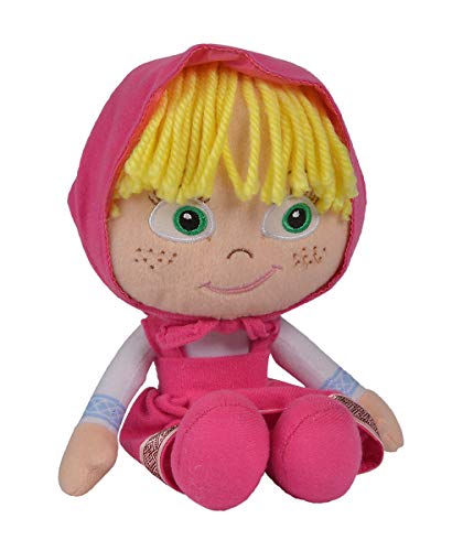 Simba Masha Bambola Cm.25 In Pezza Con Capelli Di Lana, Colore Rosa, 109301065