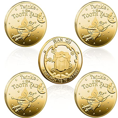 Roserrose 5 Pezzi Golden Tooth Fairy Moneta Commemorativa, Souvenir Della Collezione Di Monete Commemorative Della Fatina Dei Denti Per Il Regalo Dei