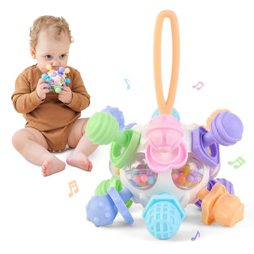 Superbe Bebe Giocattolo Montessori Per La Dentizione E Sensoriale - Anello In Silicone - Sonaglio Educativo A Forma Di Palla - Apprendimento Precoce E