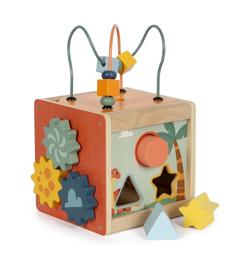 Small Foot Motricità Dino, Dado Activity In Legno Fsc 100% Certificato, Per Bambini Dai 12 Mesi, 12618, Colore Colorato