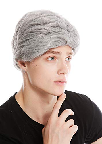 Wig Me Up - Pw0174-Za68E Parrucca Uomo Corta Riga Carnevale Vecchio Nonno Grigio Grigio Argento