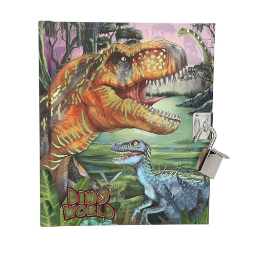 Depesche 13244 Dino World-Diario Con Serratura, Libro Con Motivi Di Dinosauri E 192 Pagine A Righe E Illustrate A Colori, Multicolore, One Size