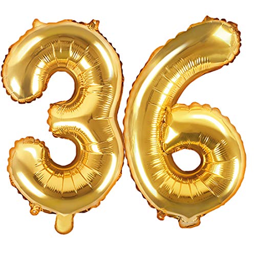 Palloncino Foil Mylar Numero 36 Colore Oro 35 Cm