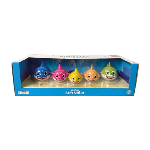 Comansi - Set Collezione Baby Shark - 5 Statuine: Baby Shark, Mommy Shark, Daddy Shark, Grandpa Shark, Grandma Shark