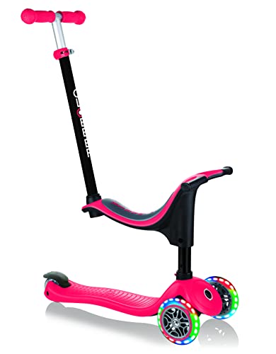 Globber Evo 4-In-1 Per Bambini Con Light Up Wheels Scooter, Bambino, Evo 4-In-1 With Light Up Wheels, Red