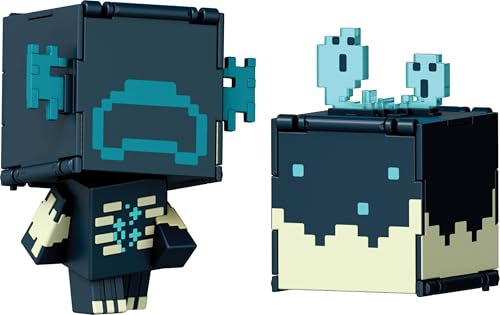 Mattel Minecraft Flippin' Figs Figure Con Fidget Play 2 In 1, Scala 9,5 Cm, Teste Grandi E Design Pixelato (I Personaggi Possono Variare)