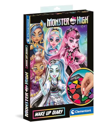Clementoni - 18801 - Monster High: Make Up Diary - Trousse, Set Trucchi Bambina Sicuri E Anallergici, Set Cosmetici Bambine 6 Anni, Rossetti E Ombrett