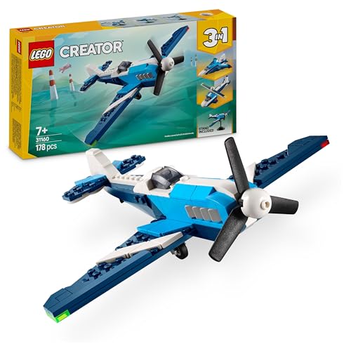 Lego Creator 3 In 1 Velivolo: Aereo Da Competizione, Modello Di Aeroplano Giocattolo Trasformabile In Elicottero E Jet Con Parti Mobili E Supporto, Gi