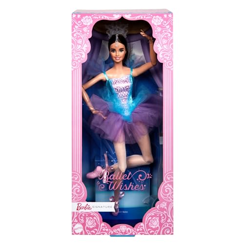 Barbie Signature - Ballet Wishes, Bambola Da Collezione Snodata Con Capelli Castani, Costume Da Ballerina Con Tutù E Scarpette A Punta E Coroncina, Gi