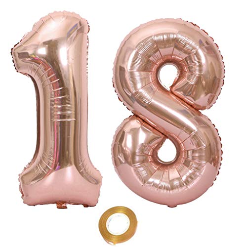 Palloncini Numero 18, Palloncino 18 Ragazze Oro Rosa Palloncini 18° Compleanno Pallone Foil Deco 18 Palloncini Oro Rosa Grande 32 Pollici Pallone Foil