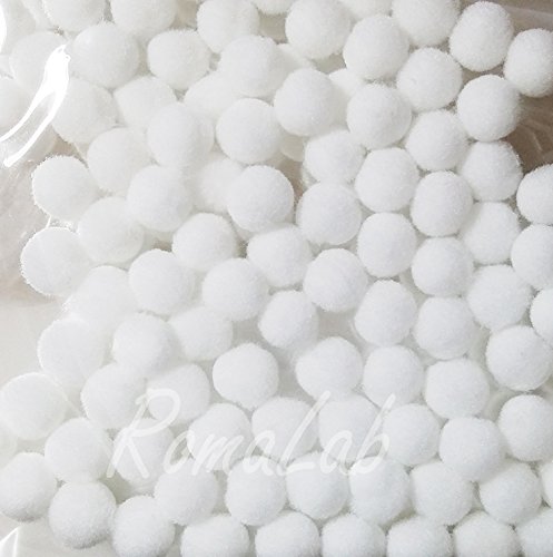 100 Pom Pom 8 Mm Ponpon Bianchi Scrapbooking Decorazioni Applicazioni Bomboniere