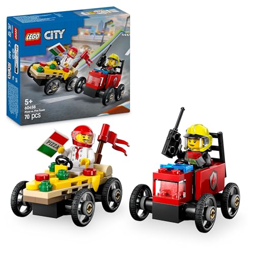 Lego City Pack Veicoli Da Corsa: Pizzaiolo Contro Pompiere - Macchine Giocattolo Con 2 Minifigure, Giochi Per Bambini E Bambine Da 5 Anni In Su - Rega