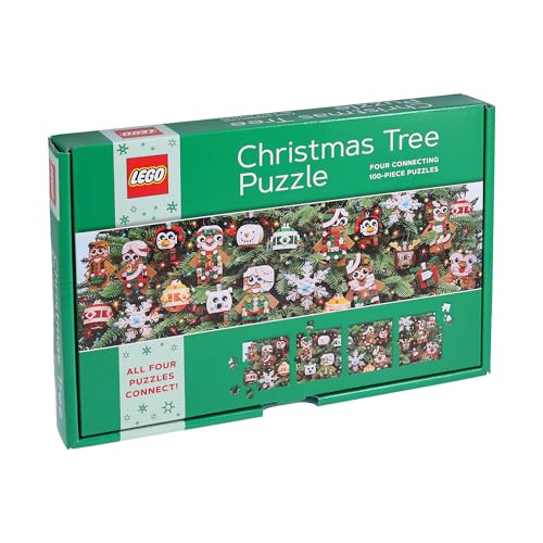 Lego Christmas Tree Puzzle: Four Connecting 100-Piece Puzzles