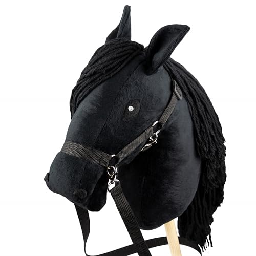 Skippi Hobby Horse Nero, Cavallo Con Bastone, Cavallo Grande A3, Set Cavezza E Briglia, Hobby Horsing, Regalo Per Ragazza, Bambino