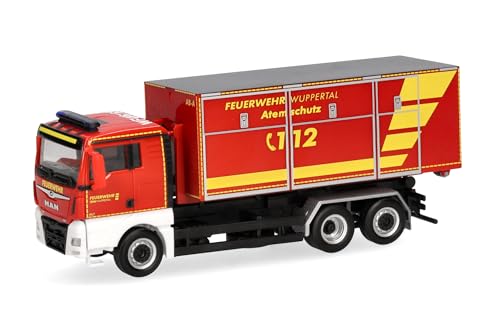 Herpa Modello Camion Man Tgx Xl Euro6C Ribaltabile Vigili Del Fuoco Wuppertal, Veicolo Di Servizio, Modellino In Scala 1:87, Pezzo Da Collezione, Made