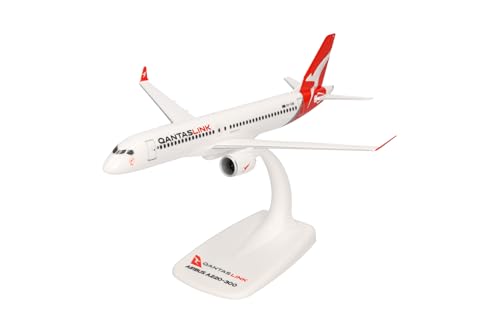 Herpa Snap-Fit Modellino Aereo Qantaslink Airbus A220-300, Miniatura In Scala 1:200, Pezzo Da Collezione, Modello Con Base, Plastica