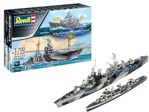 Revell Set Regalo 05644 Pacific Warriors (Uss Fletcher & Indianapolis) In Scala 1:700 Kit Di Modellini In Plastica Non Costruiti Con Accessori